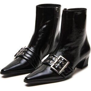 👉 Women Booties Black Synthetic Leather Ankle Boots Short Boots with Zips